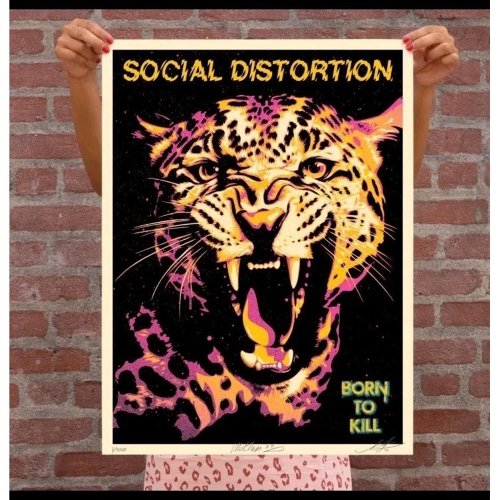 Obey Born To Kill Screen Print Social Distortion 550 Signed Shepard Fairey